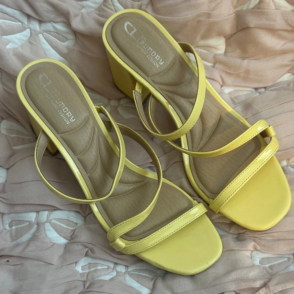 CL by Laundry Yellow Strappy Heels - Picture 1 of 5